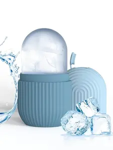 LMMAKE 1Pc Ice Roller for Face and Eye Silicone Facial Roller Ice Holder Reusable Ice Cube Roller for Shrink Pores Anti Wrinkle Reduce Puffiness with Stainless Steel Head for Lasting Cool and Gentle Skin Contact