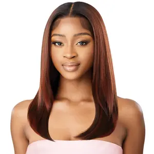 Outre Airtied Glueless Human Hair Blend 13x6 HD Lace Front Wig - HHB-SLEEK YAKI 20" - 100% Fully Hand-Tied