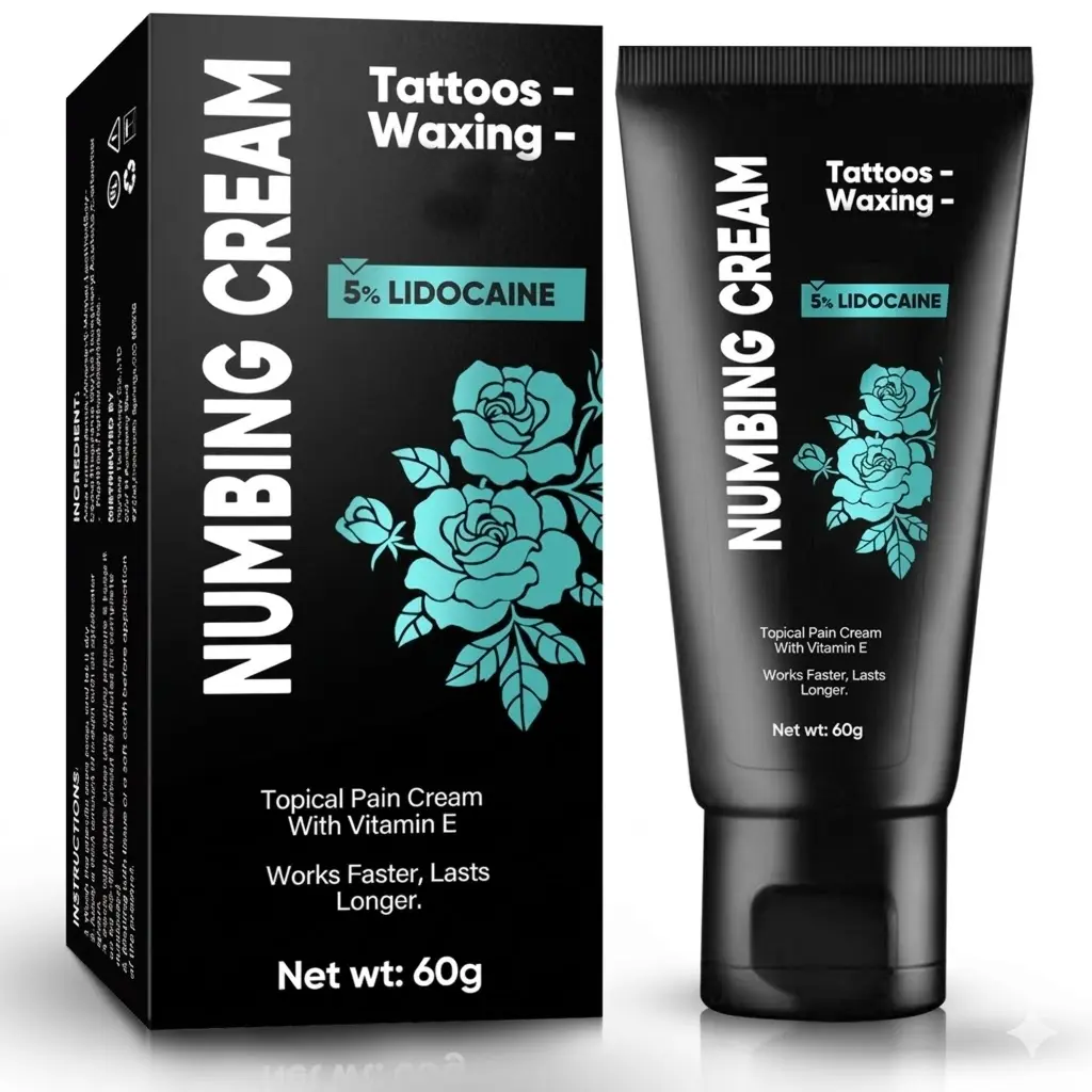 Number Cream 5% Lidocaine Numbing Cream – Topical Pain Relief for Tattoos, Waxing, Microneedling & Laser – Works Faster, Lasts Longer – With Vitamin E & Aloe Vera – 60g