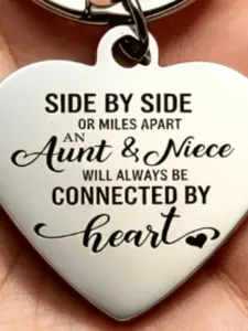 Stainless Steel Keychain Gift for Aunt/niece, Heartfelt Present, Cute Cartoon Design, All Seasons, No Choking Hazard Warning