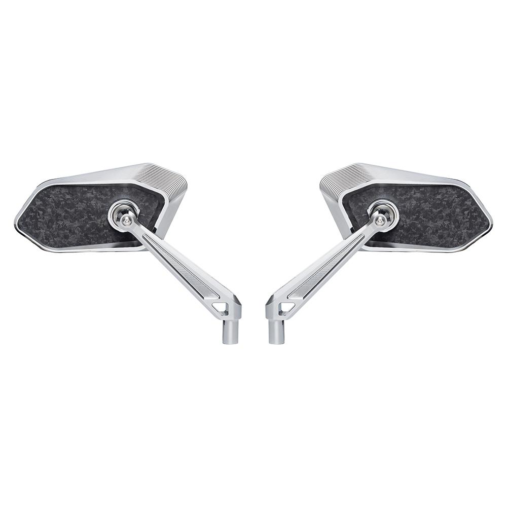 FireBlade Carbon Fiber Performance Motorcycle Side Mirrors - CNC Machined Forged Carbon-Billet Aluminum Motor Part, Easy Install Replacement with Aggressive Look & Improved Vision for Harley-Davidson, Indian, Larger View