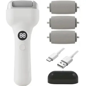 Electric Foot Callus Remover, Rechargeable Pedicure File, Foot Scrubber File with 3 Grinding Heads, 3 Speeds Portable Feet Scraper Pedicure Kit, Ideal Gift for Dead, Hard Cracked Dry Skin, Rechargeable Pedicure Tools