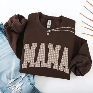 Gingham Mama Sweatshirt Mama Sweatshirt, Vintage Mama Sweatshirt, Trendy Mama Sweater, Mothers Day Gift, New Mama Baby Shower Pregnancy Announcement Sweaters