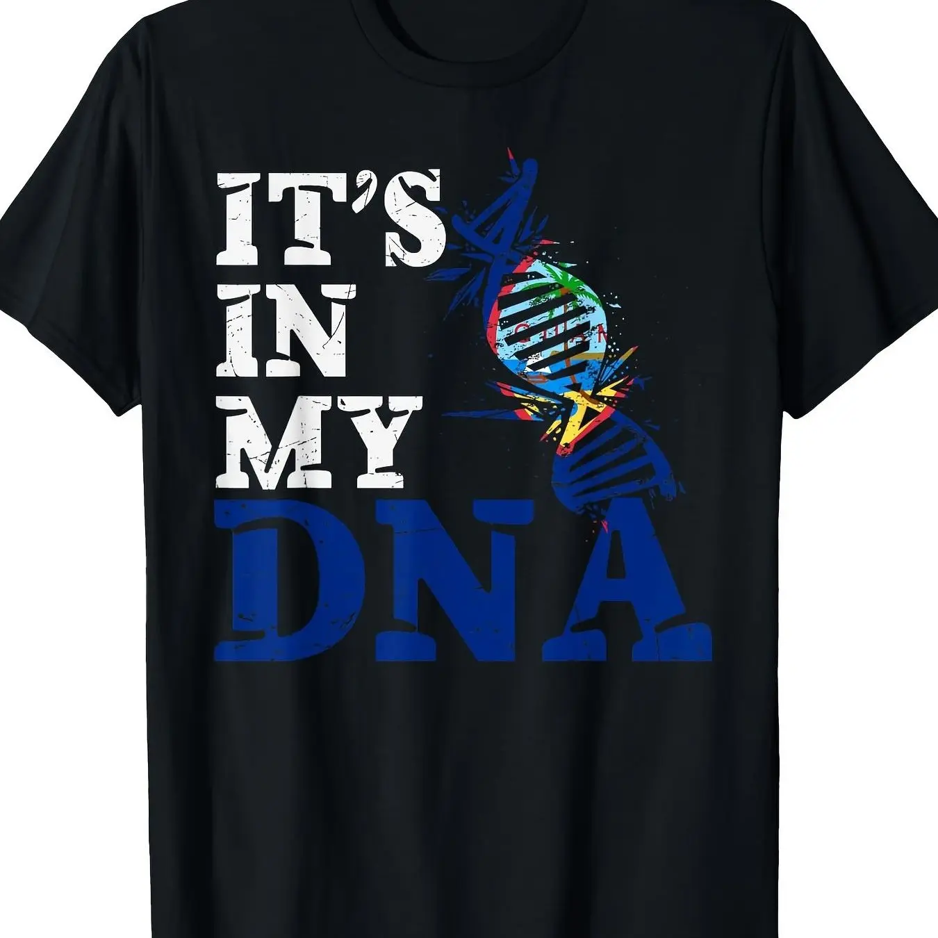 Guam It's in My DNA Guam Flag Guam T-Shirt -220g, breathable comfort, artistic print, for men, weekend casual, Juneteenth National Independence Day, Presidents' Day