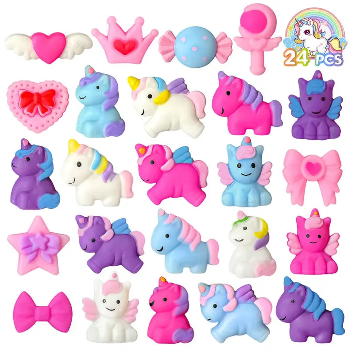UUSYCUN 24PCS Unicorn Mochi Squishy Toys for Party Favors Unicorns Mochi Squeeze Valentine Squishies Toys for Stress Relief Kids Pinata Stuffers Gifts Goodie Bags Reward Valentines Day