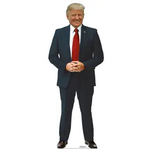 Cardboard Cutout of President Donald Trump Life-Size - Detailed Life-Size Standee in Navy Suit & Red Tie
