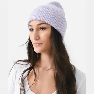 Pissenlit Softest Angora Beanie in Lavender, Light Blue, Soft Grey, and Rose