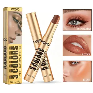 Three-color eyeshadow stick, shimmering and glossy, waterproof and sweatproof, easy to apply, long-lasting and smudge-proof, natural and convenient, multi-functional and suitable for various styles and occasions.