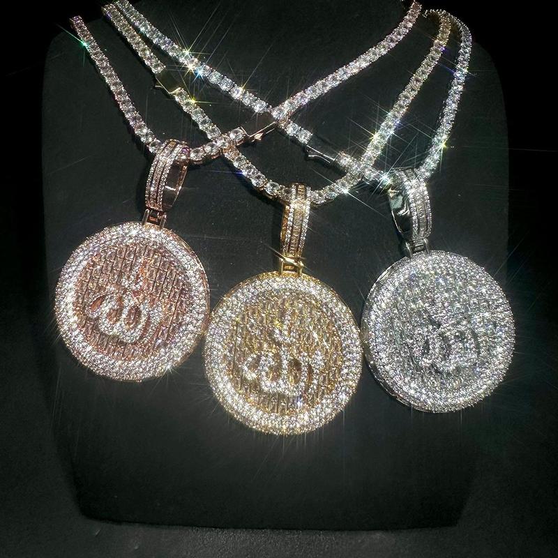 Allah Muslim Pendant Necklace – Cubic Zirconia Religious Jewelry for Men