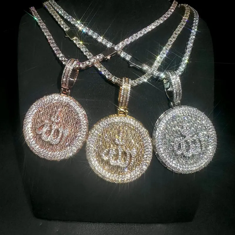 Allah Muslim Pendant Necklace – Cubic Zirconia Religious Jewelry for Men