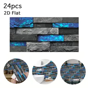 24Pcs Peel And Stick Wallpaper, Renter Friendly Wallpaper, Rock-Like Crystal Film Stickers Made Of PVC Material, Kitchen Decor, Girl Room Accessories Adhesive shiplap  bathroom wall black accent faux brick