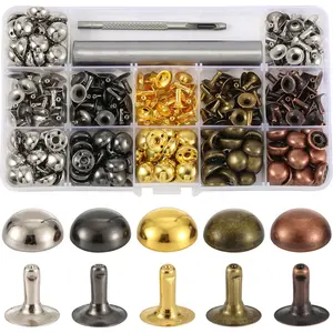 150 Sets 12x6mm Round Dome Leather Rivets Studs for Clothing Purse Feet for Handbags Studs and Spikes with Hole Punch and Mushroom Rivets Setter for Shoes Bags Belts Dog Collars Leather Craft
