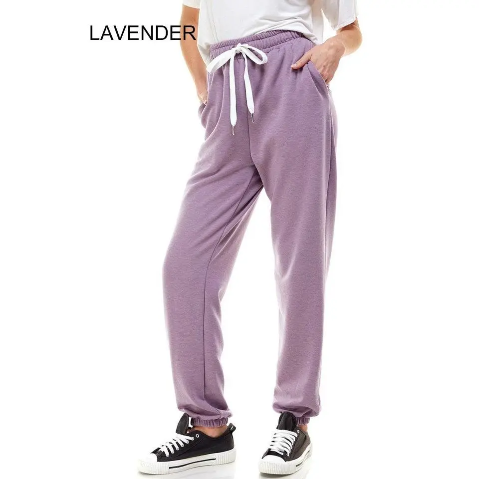 Purple Women's High Waisted Sporty Gym Athletic Fit Jogger Sweatpants and Loose fit Lounge Trousers sweatpants