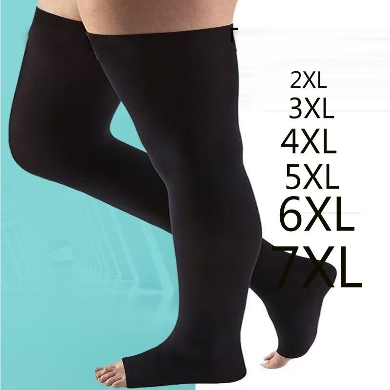 3 Pairs Women'S Compression Knee-High Socks - Open-Top Design, Breathable & Moisture-Wicking, Non-Slip All-Season Athletic Socks with Arch Support, Plus Size 2XL-7XL, Multi-Functional for Sports, Gym, Hiking, Workouts - Machine Washable Leg Accessor