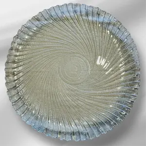 Vintage Serving Platter Swirl Design Round Clear Glass
