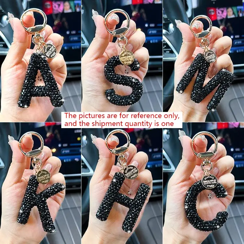 Creative Rhinestone Car Keychain, Key Rings for Car Keys, Bag Pendant Keychain, Fashionable Letter Key Ring, Elegant Bag Charm Accessory, Fashionable Alloy Keychain, Perfect Holiday Gift