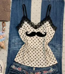 Aesthetic Coquette Collection | Vintage Inspired Lace Trim Cami Tops, Polka Dot Ribbon Bow Tank Tops, Floral Graphic Halter Necks, Y2K Romantic Soft-Girl Aesthetic Outfits