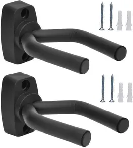 2 Pack Guitar Wall Hanger Stand – Universal Wall Mount Hook for Guitar, Ukulele, Violin & Bass | Secure Display Rack with Soft Padded Holder | Easy to Install | Perfect for Home, Studio & Stage
