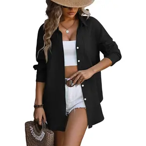 Women's spring and summer new beach smock crepe casual shirt