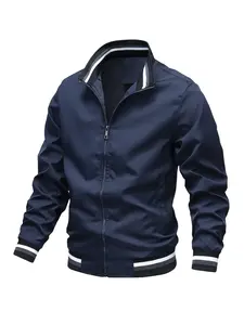 Men's Casual Solid Color Baseball Jacket, Zipper Design Streetwear Coat for Fall & Winter, Stylish Men's Outerwear Apparel