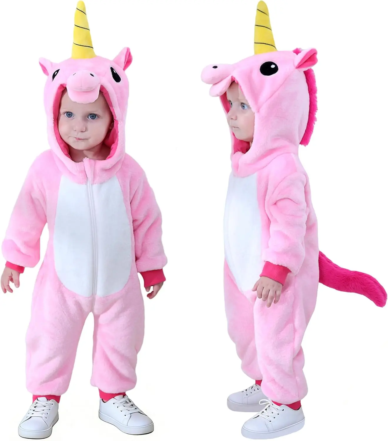 TONWHAR Unicorn Costume for Toddlers Infants – Hooded Animal One-Piece Outfit for Fall & Winter, Warm for Halloween