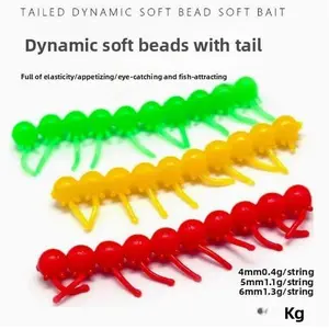 Dynamic fishing soft beads 4/6/10 mm with tail buoyancy ball Luya fishing table fishing mouth crucian carp grass bait  coike bass fishing lure hideup coike fish lure
