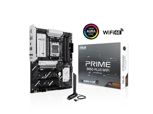 ASUS PRIME B850-PLUS WIFI AMD AM5 AMD B850 ATX motherboard, DDR5, PCIe 5.0 Ready, 3x M.2, Wi-Fi 6E, 2.5Gb LAN, DisplayPort, HDMI, USB 10Gbps Type-A & Type-C, BIOS FlashBack, Aura Sync, AI Advisor