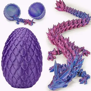 3D Printed Articulated Dragon Egg Toy, 1 Pack Gradient Fidget Dragon Figurine, Flexible Desk Decor for Home Office, Unique Easter Gift for Kids & Adults