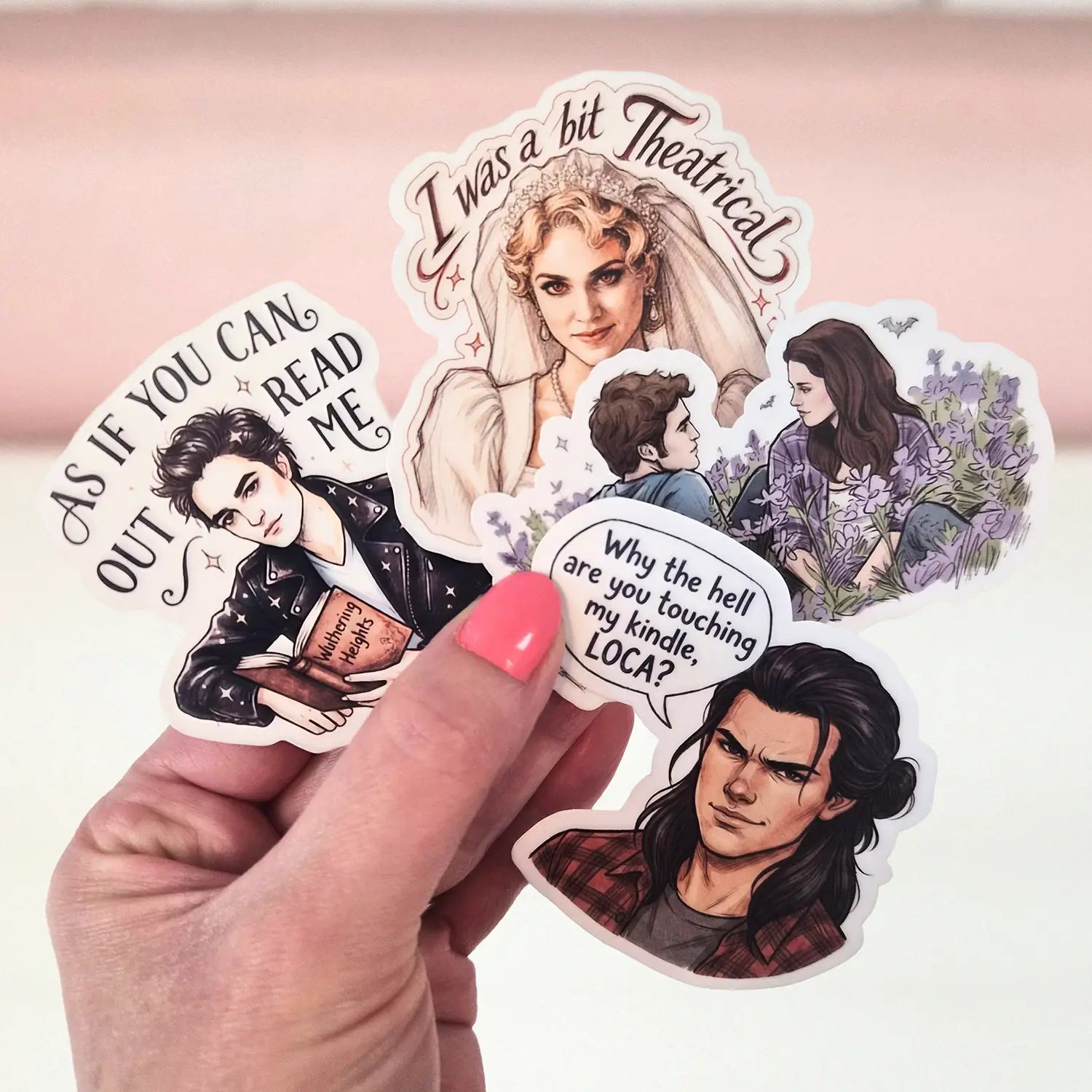 Glittery Vampire Book Sticker - Waterproof Glitter or Glossy Stickers 2.75" Size Customizable for Kindle, Book, or Tablet Book Stamps