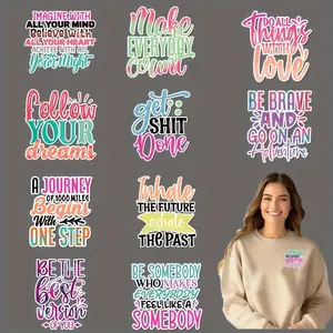 Motivational Heat Transfer Decals, Inspirational Quotes Iron-on Patches, Durable Washable Vinyl Transfers for Handcraft DIY Clothing & Accessories