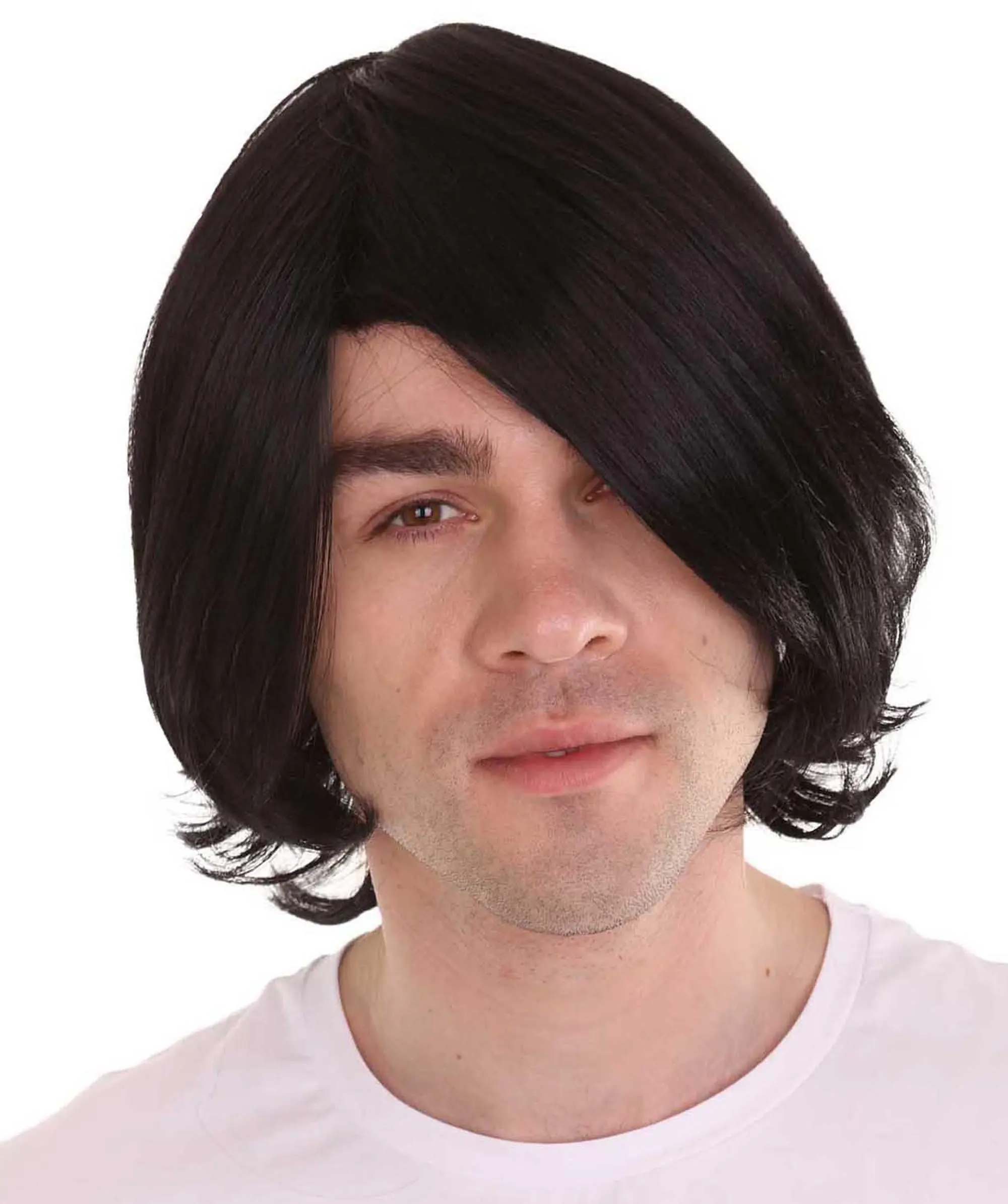 HPO Adult Men's Pop King Celebrity Wig | Black Pop Star Wig | Premium Breathable Capless Cap