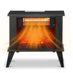 Electric Fireplace Heater, Quick Heating Portable Low Noise Fireplace with Temp Control, CSA Certified,15” Electric Fire Place with Overheat Protection Function for Living Room, Bedroom, Black