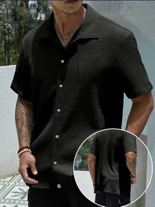 Versatile Textured Men's Button-Up Shirt with a Clean Chest Pocket Detail and Soft Drape Designed for All-Day Comfort and Transitional Seasonal Styling