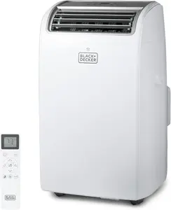 BLACK+DECKER Portable Air Conditioner, 14,000 BTU for Rooms Up To 700 Sq. Ft., Portable AC with Follow Me Remote Control & Window Kit, BPT10WTB, White