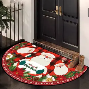Large Christmas Door Mat with Elderly Man Design, Indoor Outdoor Decoration, Velvet Material, Christmas gifts, Christmas decorations, Home Decorative Rug