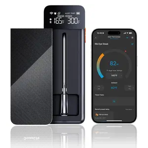 GoveeLife Bluetooth Wireless Meat Thermometer with Digital Standalone LCD Base, WiFi Unlimited Range, ±1.8℉ Accuracy, Food Grade Internal Ambient Sensor Probes for Kitchen, BBQ, Grill, Oven, Smoker