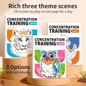 Safety Certified Kids Concentration Training Activity Book | 3 Styles: Dot-to-Dot / Maze / Color-by-Number | Reusable Educational Gift | Learning Activity Book