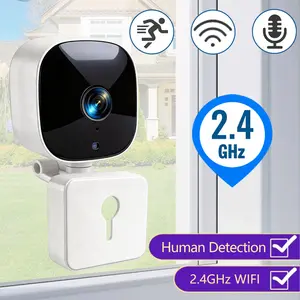 Indoor Security Camera, Home Monitoring Camera, No-Drill Installation, 2.4G WiFi Smart Cam with Two-Way Audio, Motion Detection Alert, TF Card & Cloud Storage for Home Apartment Pet Safety