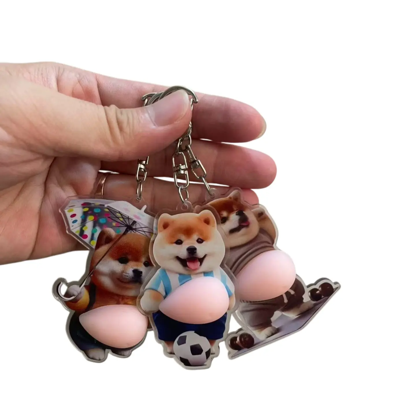 3pcs 3D Shiba Inu Keychain Set, Cute Plump Belly Design, Multi-Functional Hanging Hook, Funny Prank Toy, Decorative Accessory, Keychain Charm