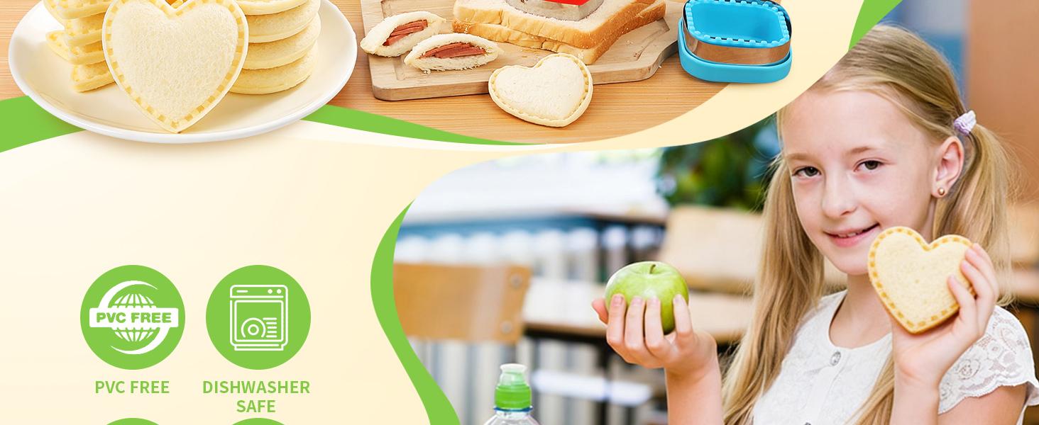 Sandwich Cutter and Sealer,Set of 4 Bread Sandwich Decruster Pancake Maker DIY Cookie Cutters for Kids Bento Box,Round Heart Star Square Shapes Sandwich Decruster Press Mold