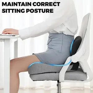 Non-Slip Memory Foam Seat Skin-Friendly Extended Zipper Easy Remove Wash BackSupport Cushion Comfy Chair Adjustable ChairBreathable Cloth Leg Pain Mesh