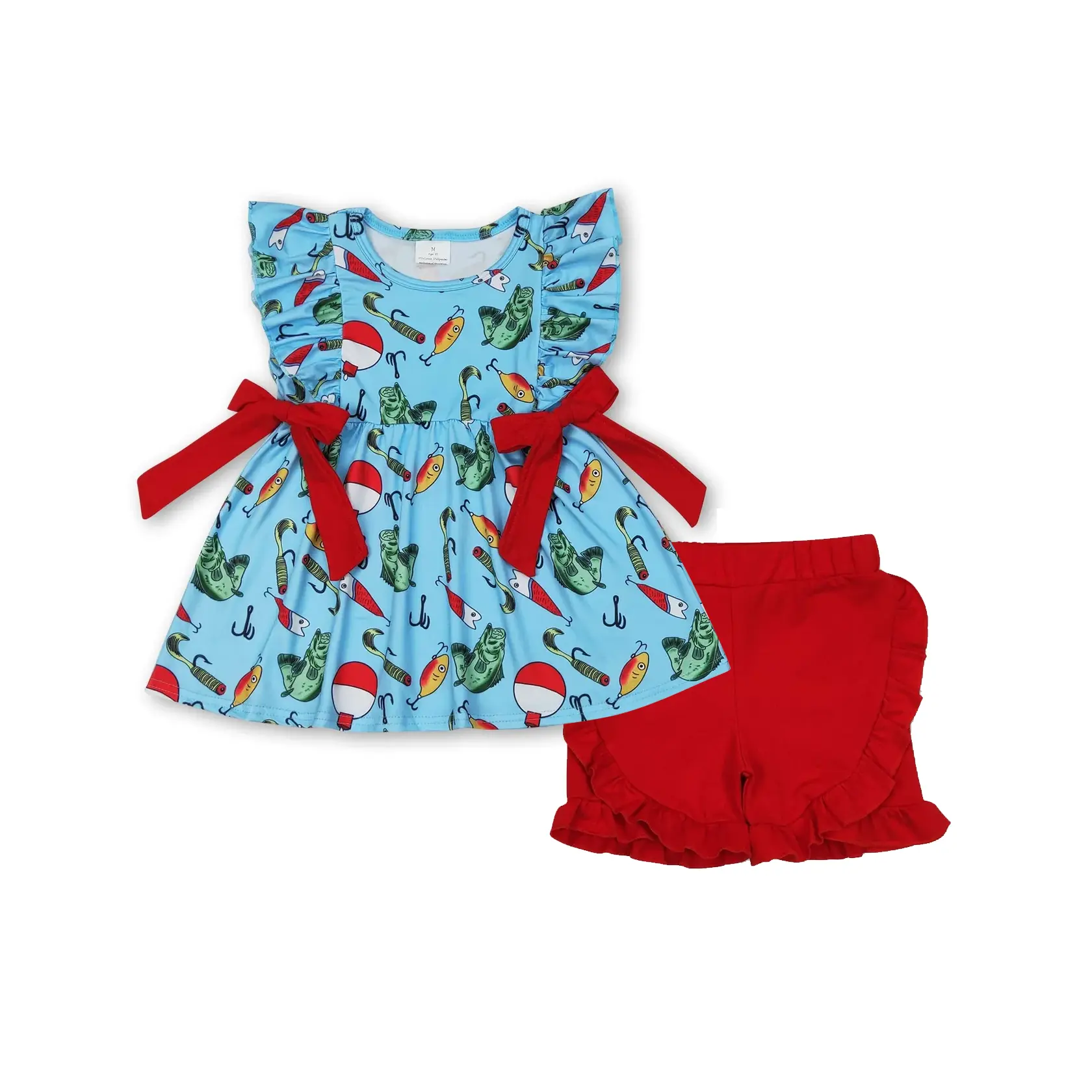 Toddler Girls' 2-Piece Shorts Set, Cute 'Goin' Fishin'' Graphic Sleeveless Tank Top and Ruffle Shorts, Comfortable Summer Outfit, Outfits