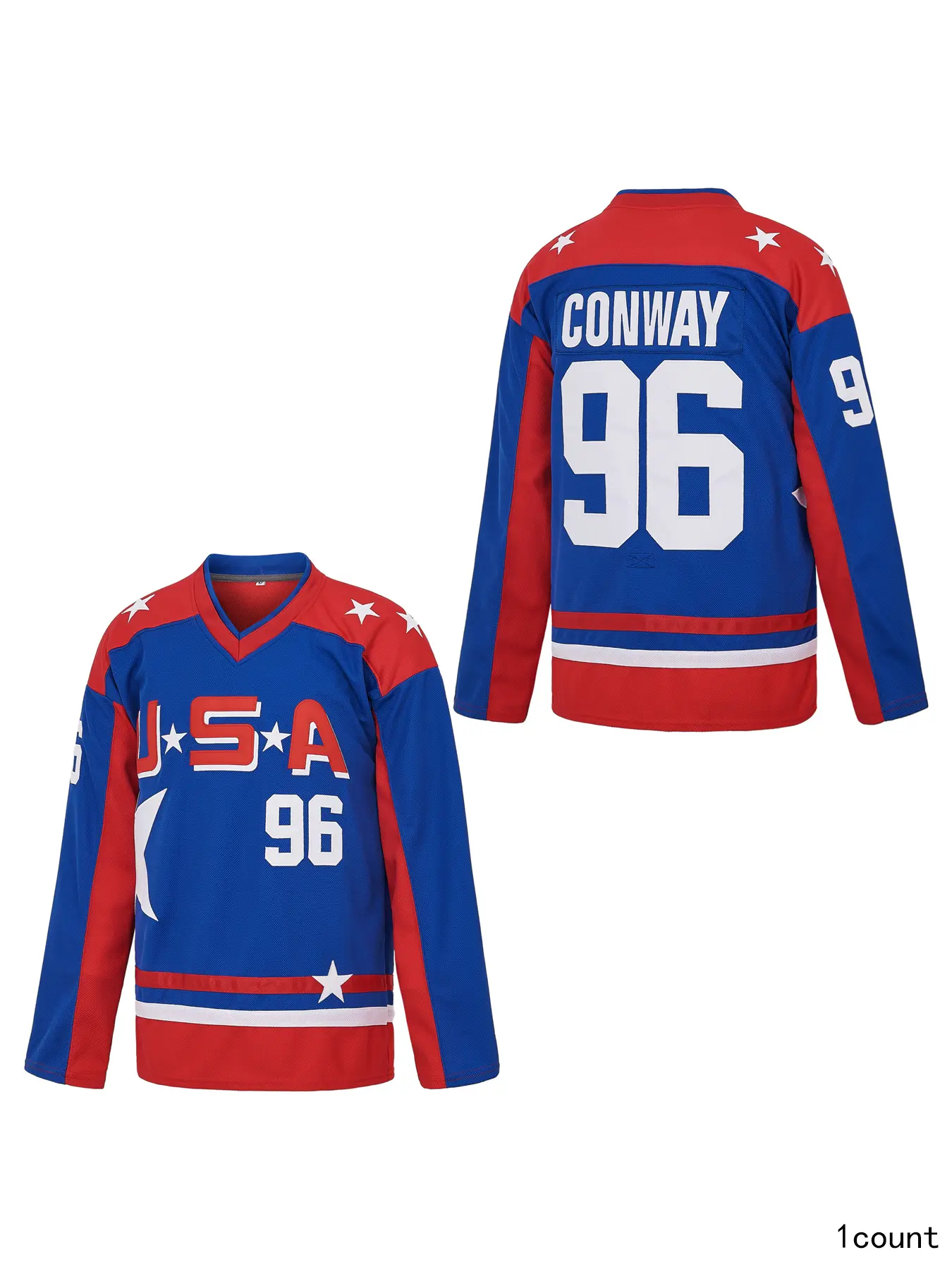 Mighty Ducks Movie Ice Hockey Sports Jersey - Charlie Conway #96, Adam Banks #99, Blue, 90s Hip Hop Apparel for Party, S-XXXL Sports Top