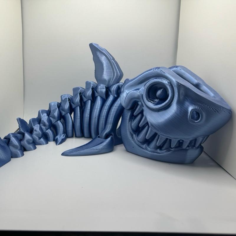 Skeleton Shark. Articulating Art 3d Print Decor Decorative Room Ornaments Decoration Eye articulated model