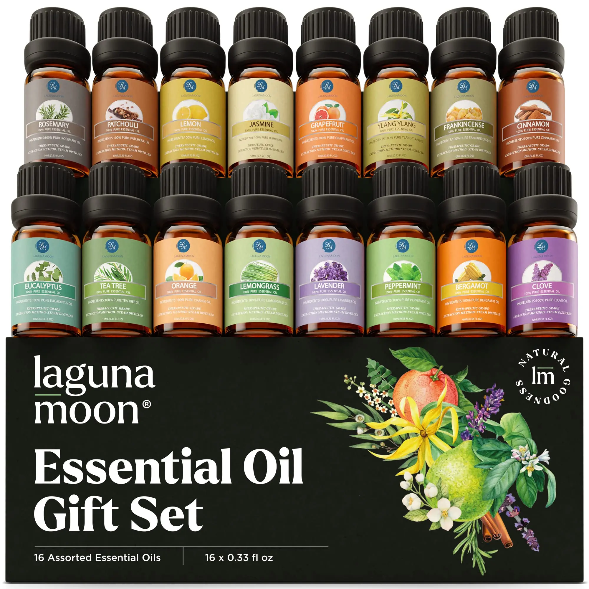 16 Pcs Premium Grade Home Essentials Oils - for Diffusers, Fragrance, Scents for Candle Making, Soap, Slime - Natural Aromatherapy Oils for Skin & Hair - Home, Office, Car