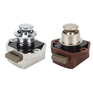 Caravan Interior Cabinet Latch, 1 Count Push Button Lock, Drawer Furniture Hardware, Universal Camper Car Accessories for RV Boat