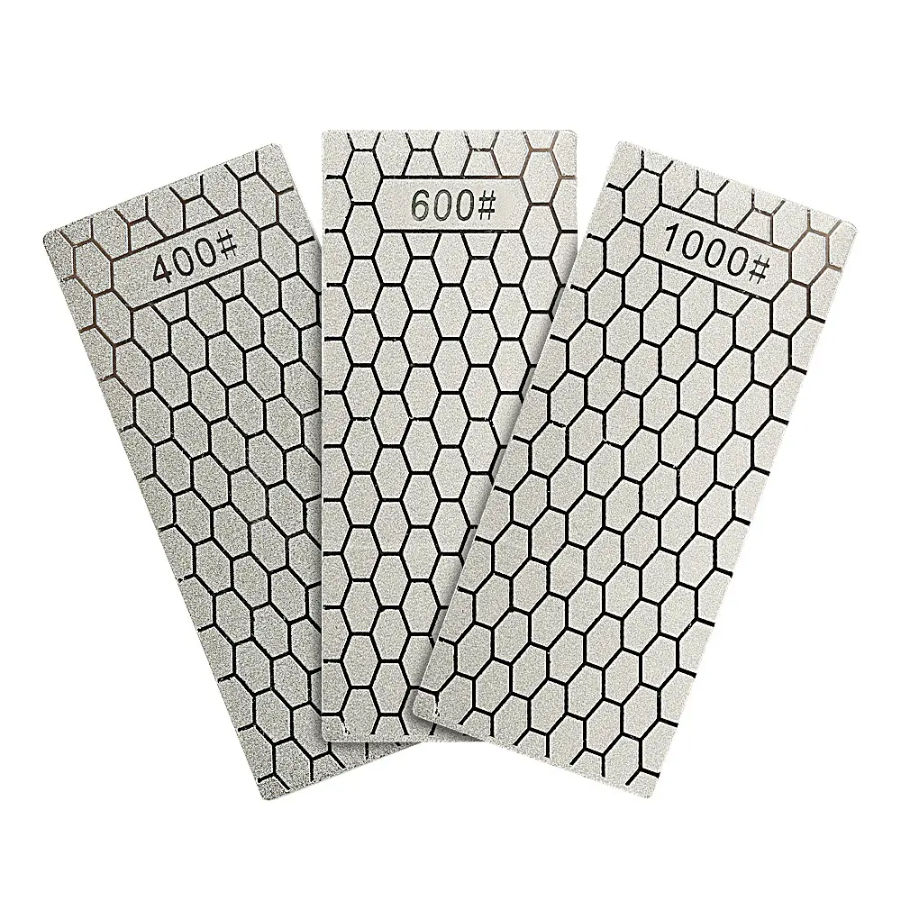 Diamond Sharpening Stone Kit - Coarse/Medium/Fine #400-#600-#1000 Grit for Knives, Chisels & Tools, Diamond Lapping Plate w/Non-Slip Base fathersdaygift Pad Honeycomb