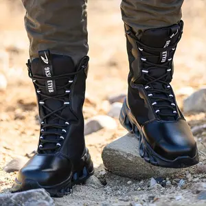 Unisex Anti-Smash Safety Shoes Large Size Outdoor Tactical Boots - Non-slip Wear-resistant High-top Desert Boots, Fashionable Camouflage Design Breathable Mesh, EVA Cushioning Sole and Metal Toe Protection, Suitable for Hiking, Camping