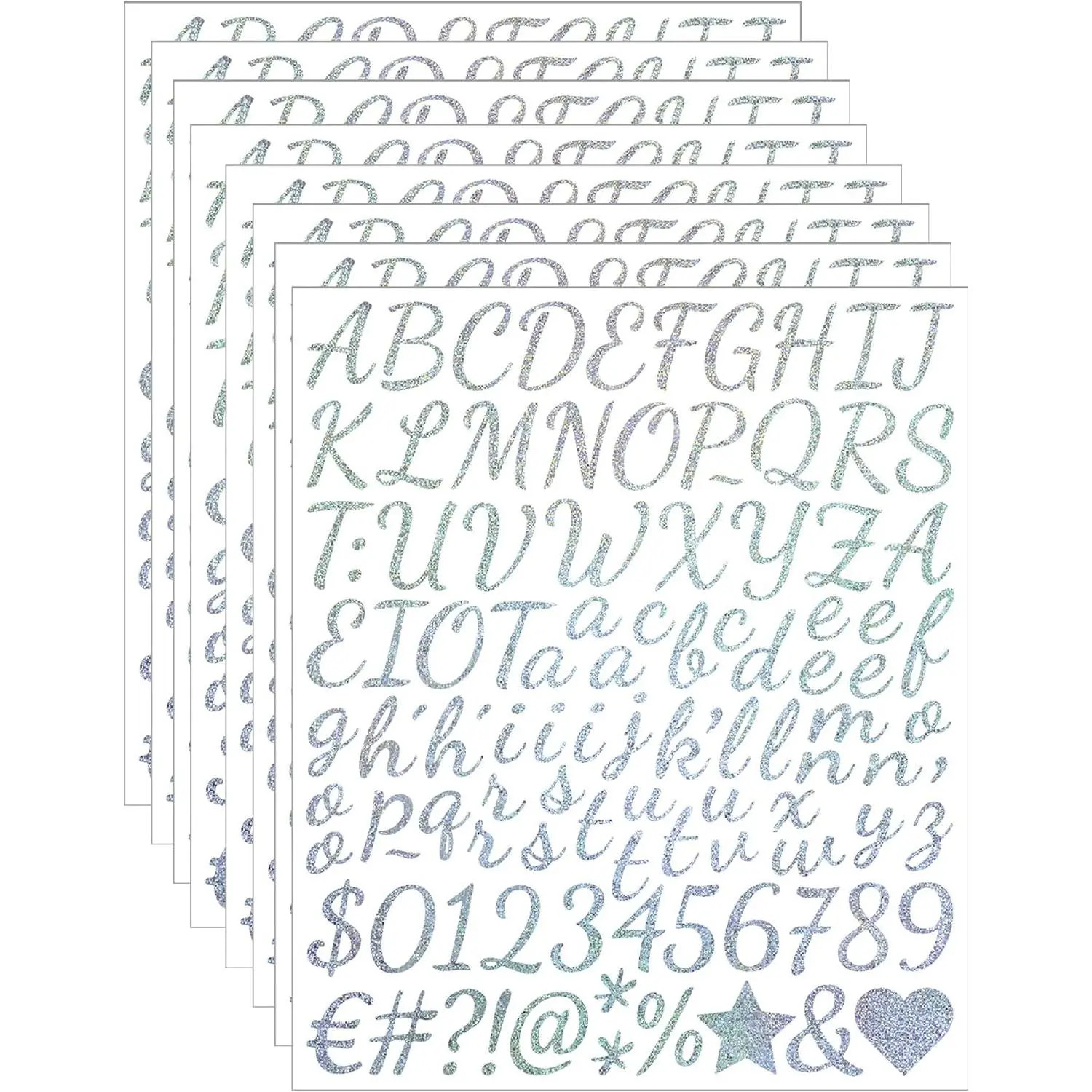 840 count Letter Stickers 8 Sheets  Glitter Script Letter Stickers 1 Inch  Self Adhesive Script Vinyl  Alphabet and Numbers for Scrapbooking, Graduation Cap, DIY Crafts,  Box()