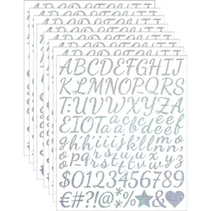 840 count Letter Stickers 8 Sheets  Glitter Script Letter Stickers 1 Inch  Self Adhesive Script Vinyl  Alphabet and Numbers for Scrapbooking, Graduation Cap, DIY Crafts,  Box()
